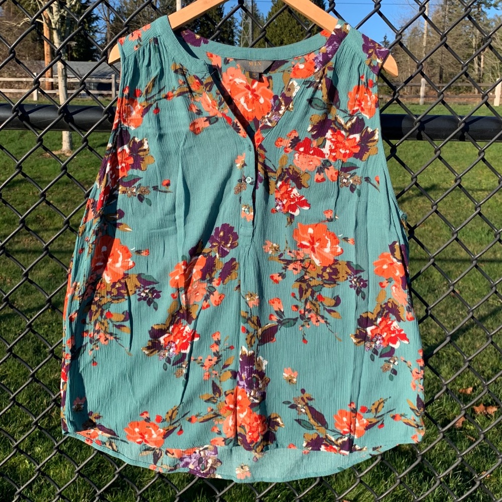 SLEEVELESS FLORAL BLOUSE - Picture 5 of 5